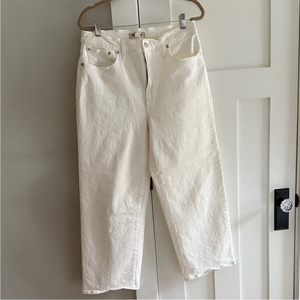 Madewell Perfect Vintage Wide Ankle Crop Off White Cream Jeans 31
